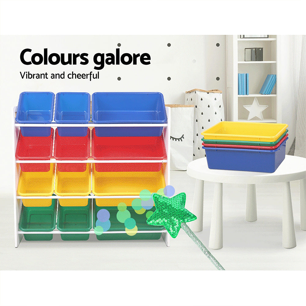 Kids Toy Box 12 Bins Bookshelf Organiser