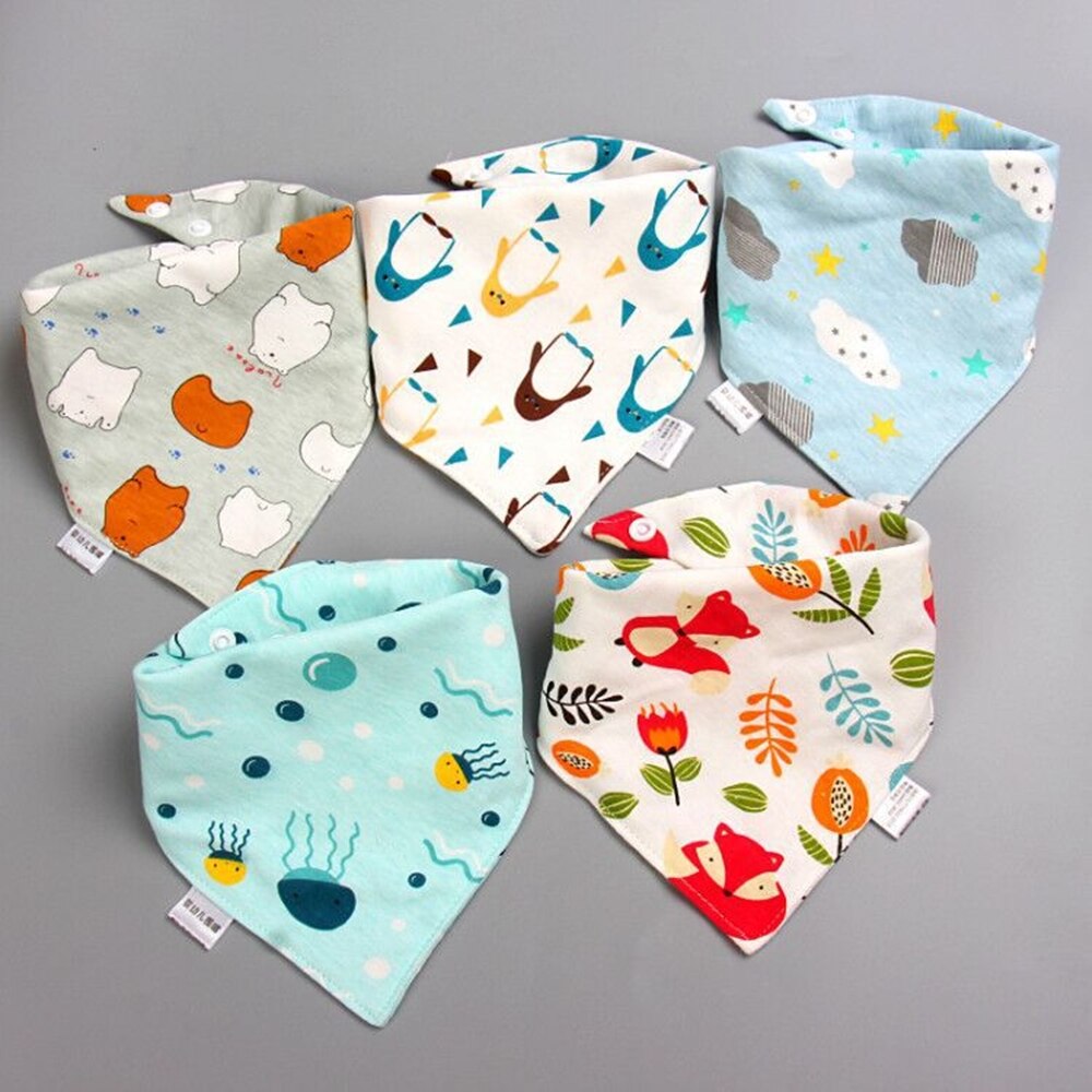 5 Pcs Double Cotton Bandana Bibs Baby - Baby Saliva Towel