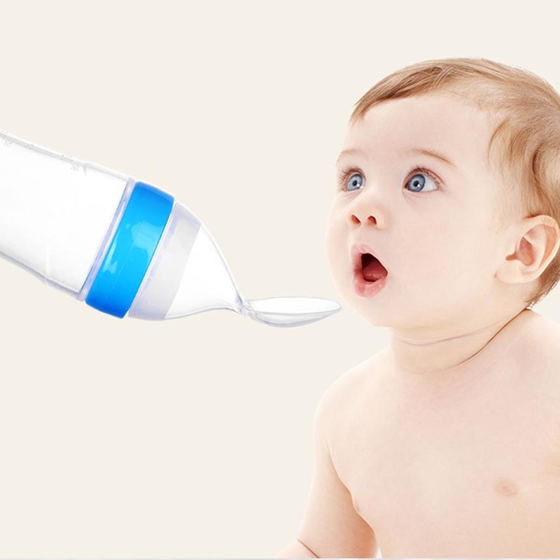 Baby Bottle with Built-in Spoon