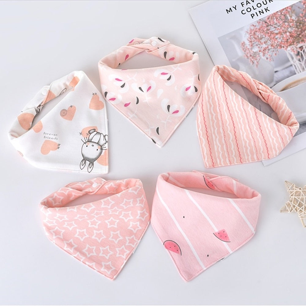 5 Pcs Double Cotton Bandana Bibs Baby - Baby Saliva Towel