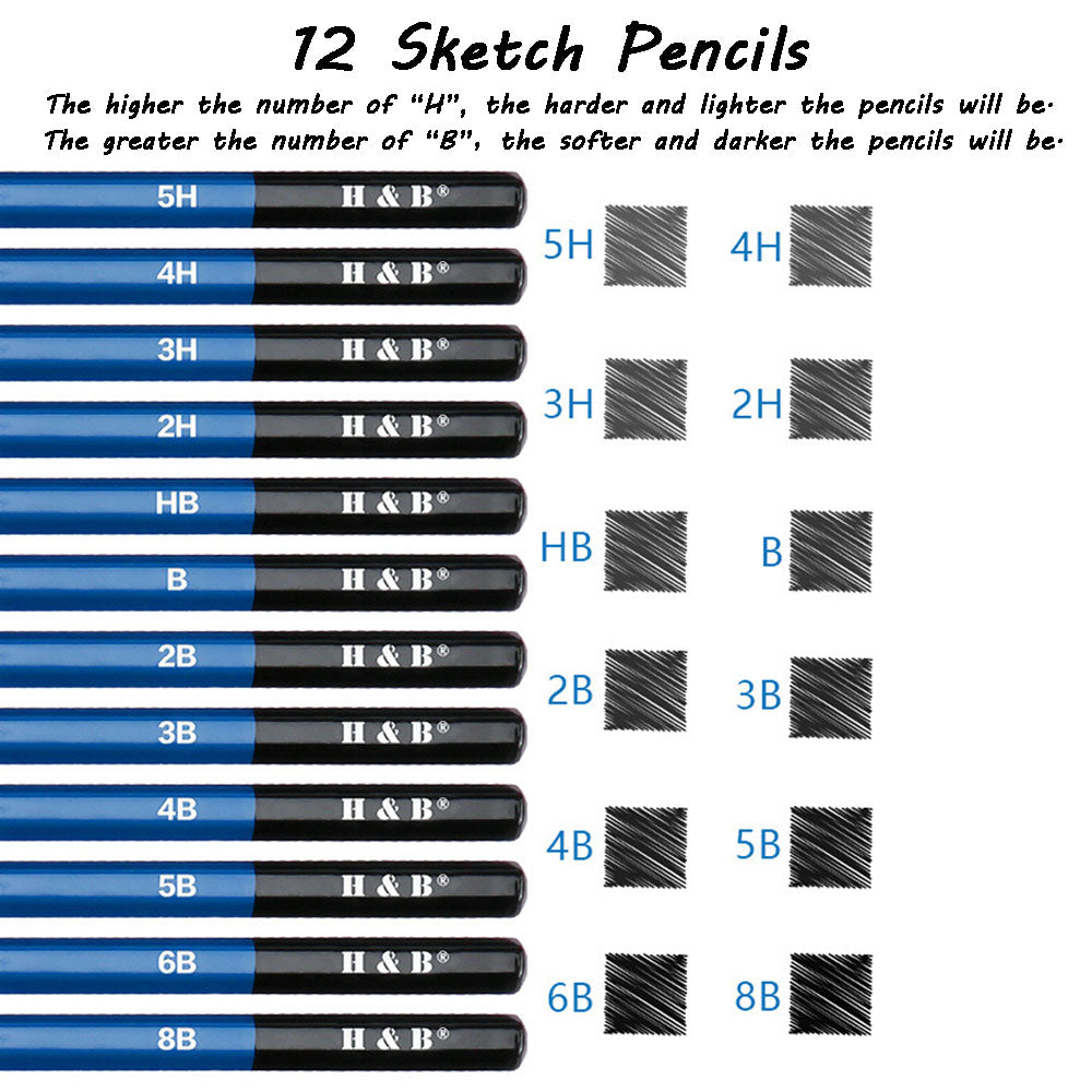 Professional Drawing Artist Kit Set Pencils and Sketch Charcoal Art Tools