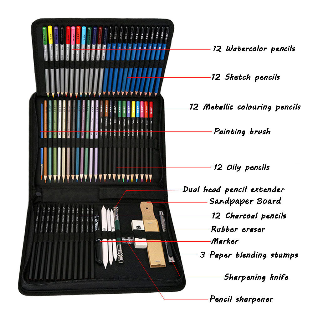 Professional Drawing Artist Kit Set Pencils and Sketch Charcoal Art Tools