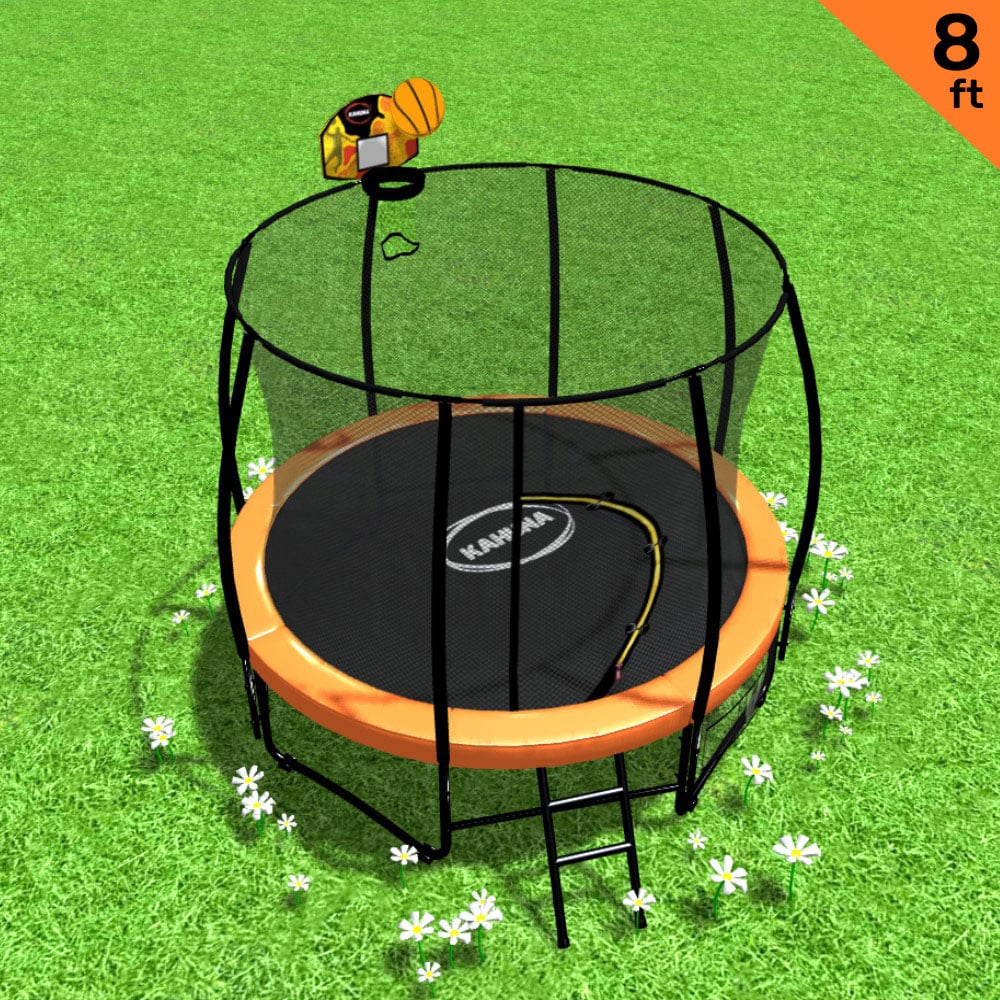 8ft Outdoor Orange Trampoline For Kids And Children