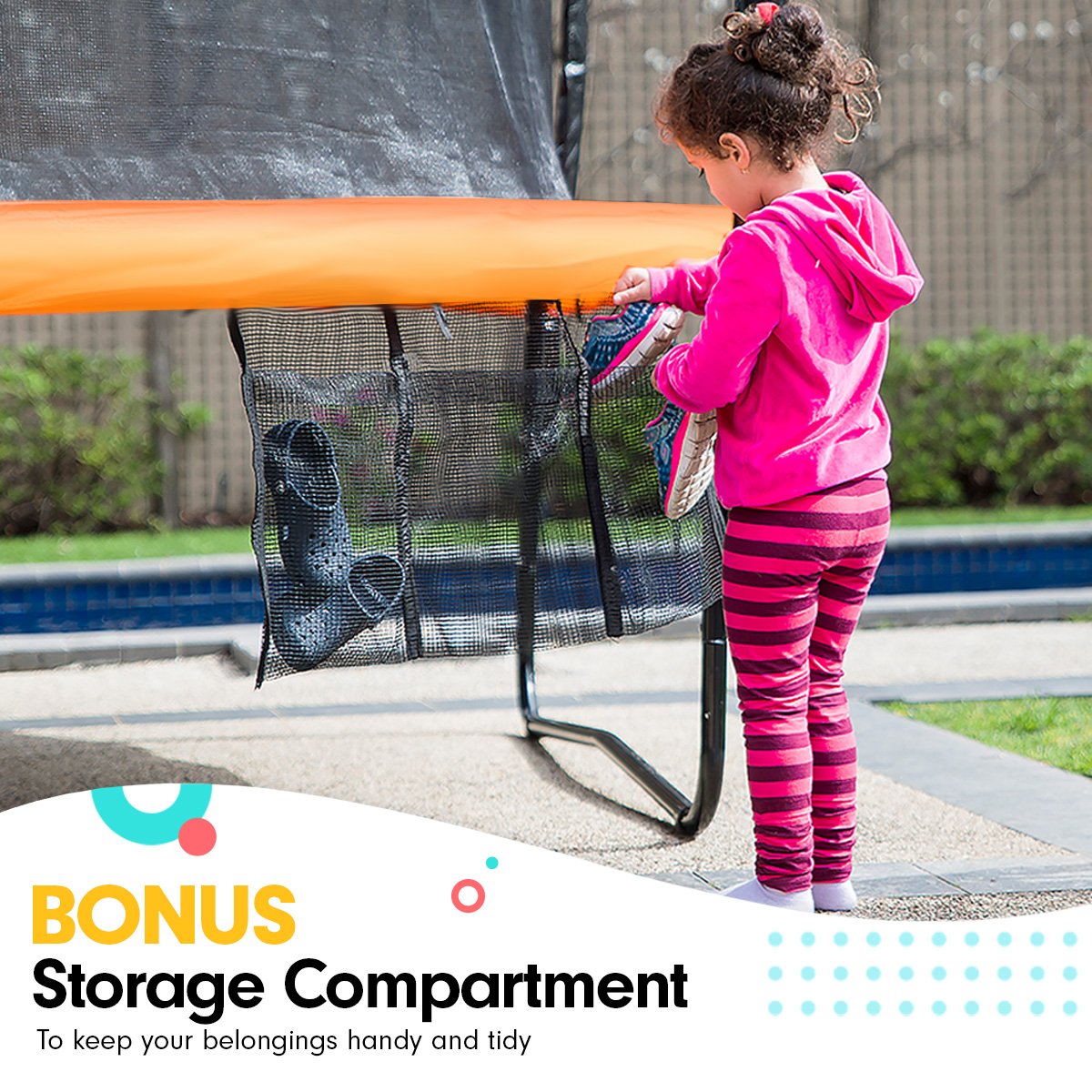 8ft Outdoor Orange Trampoline For Kids And Children