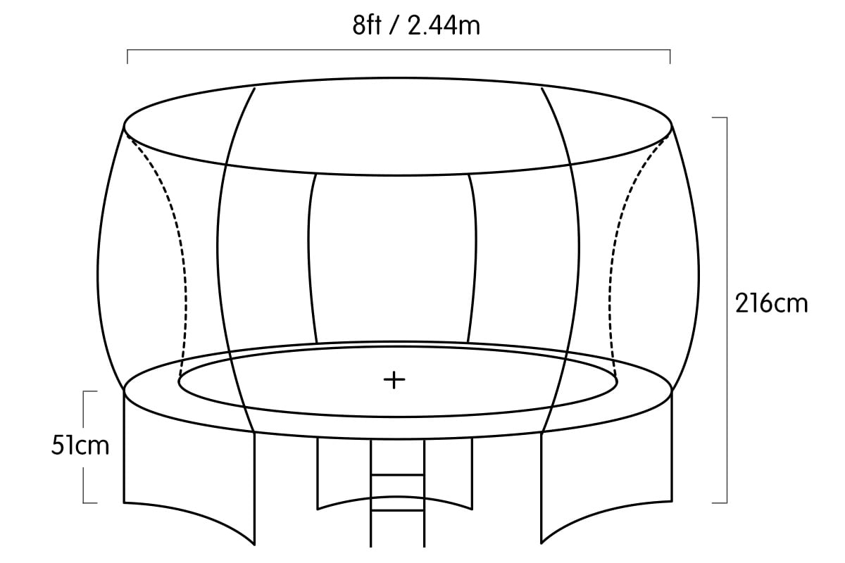 8ft Outdoor Rainbow Trampoline With Safety Enclosure