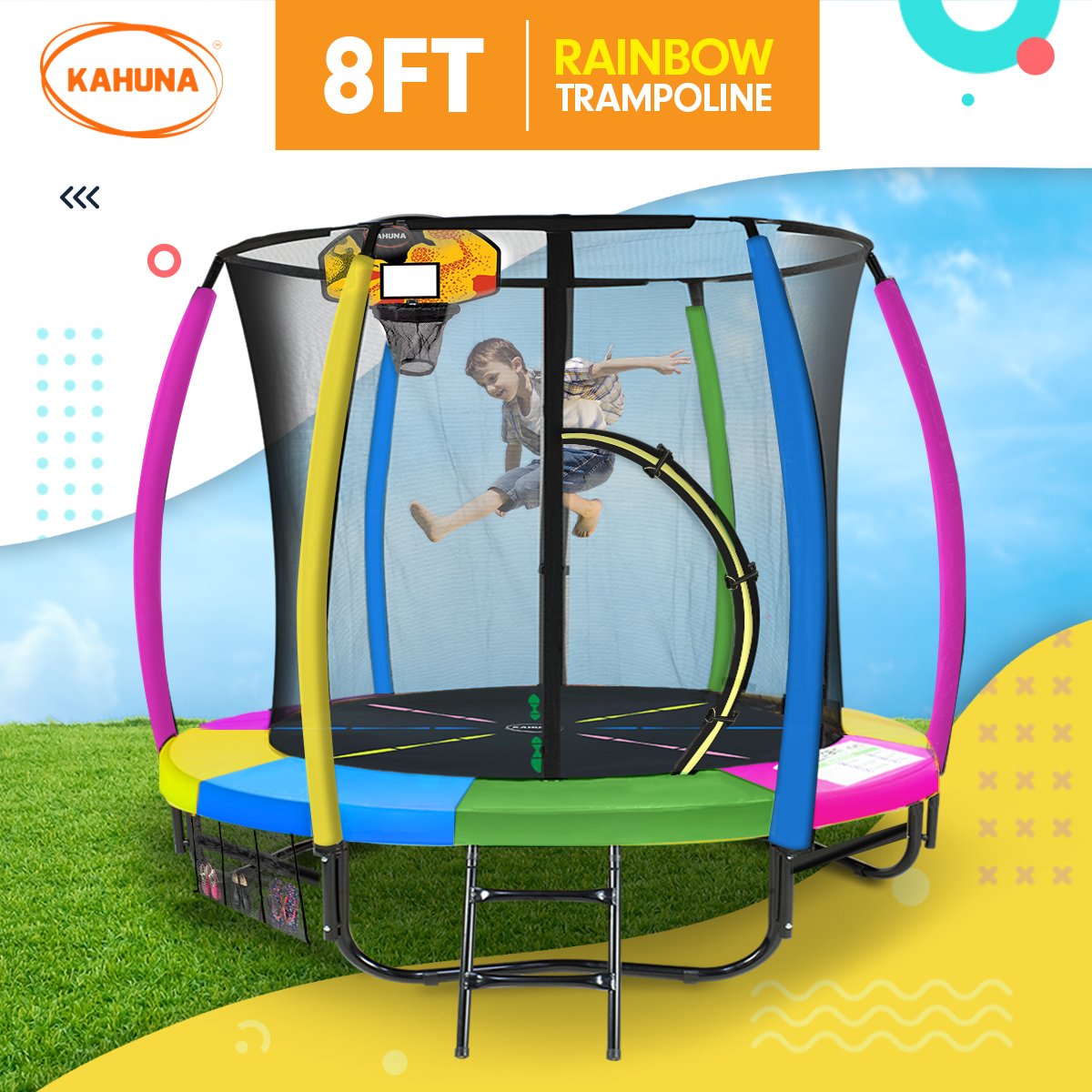 8ft Outdoor Trampoline Kids Children