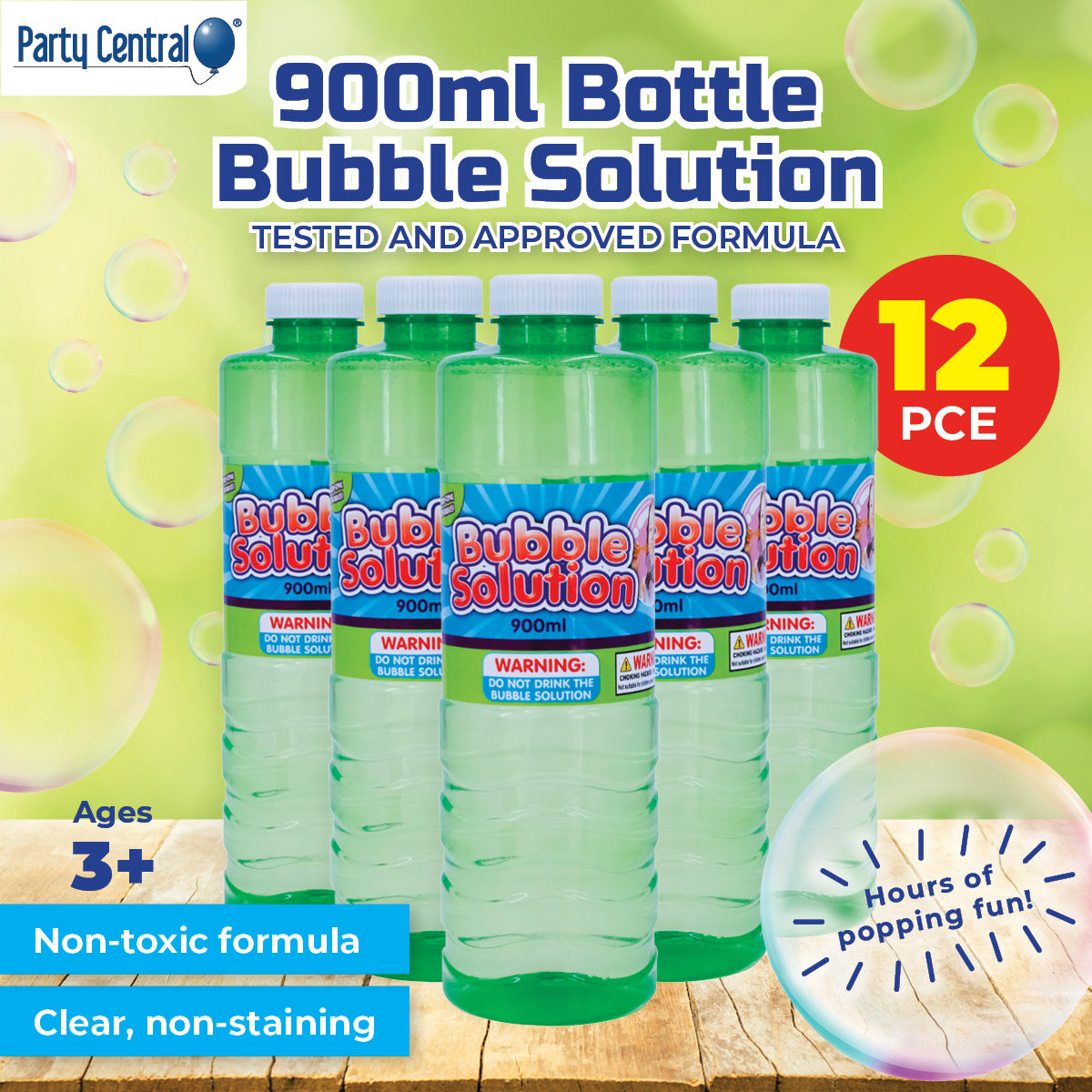 Bubble Solution Non-Toxic Unscented Non-Staining 900ml