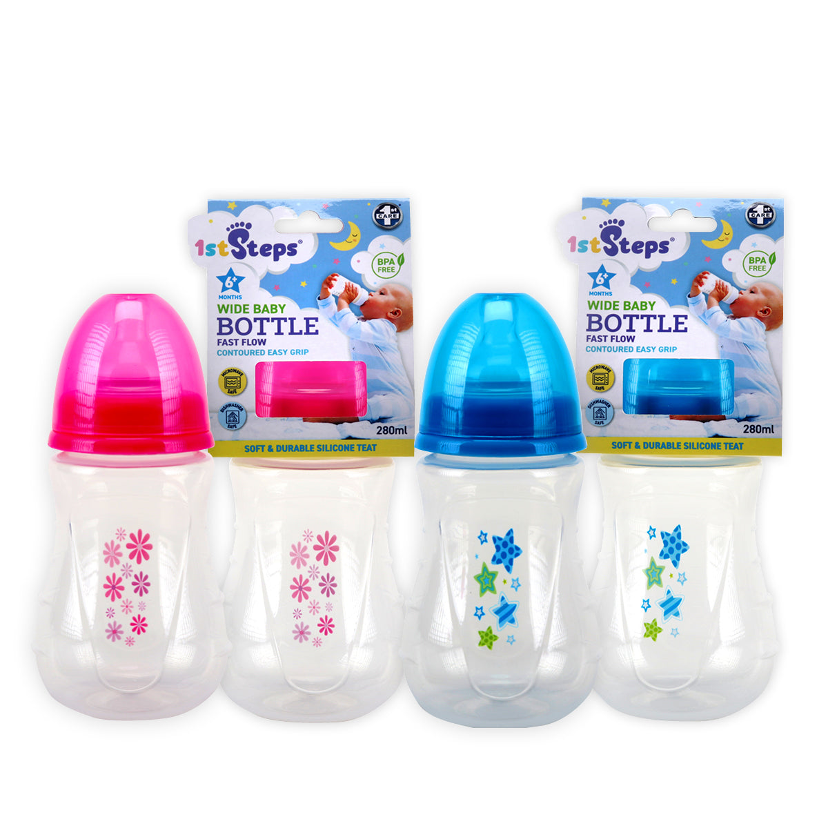 12PCE Baby Bottles Wide Neck Fast Flow Teat BPA Free