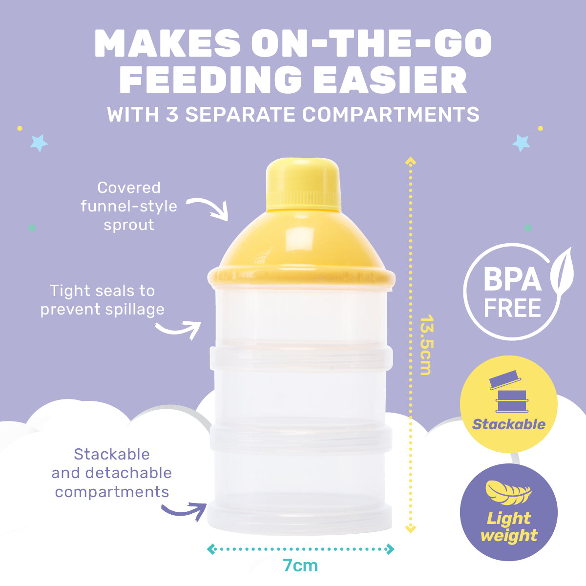 Baby Formula Powder Dispenser 3 Tier Stackable