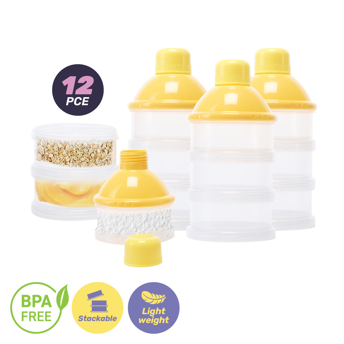 Baby Formula Powder Dispenser 3 Tier Stackable