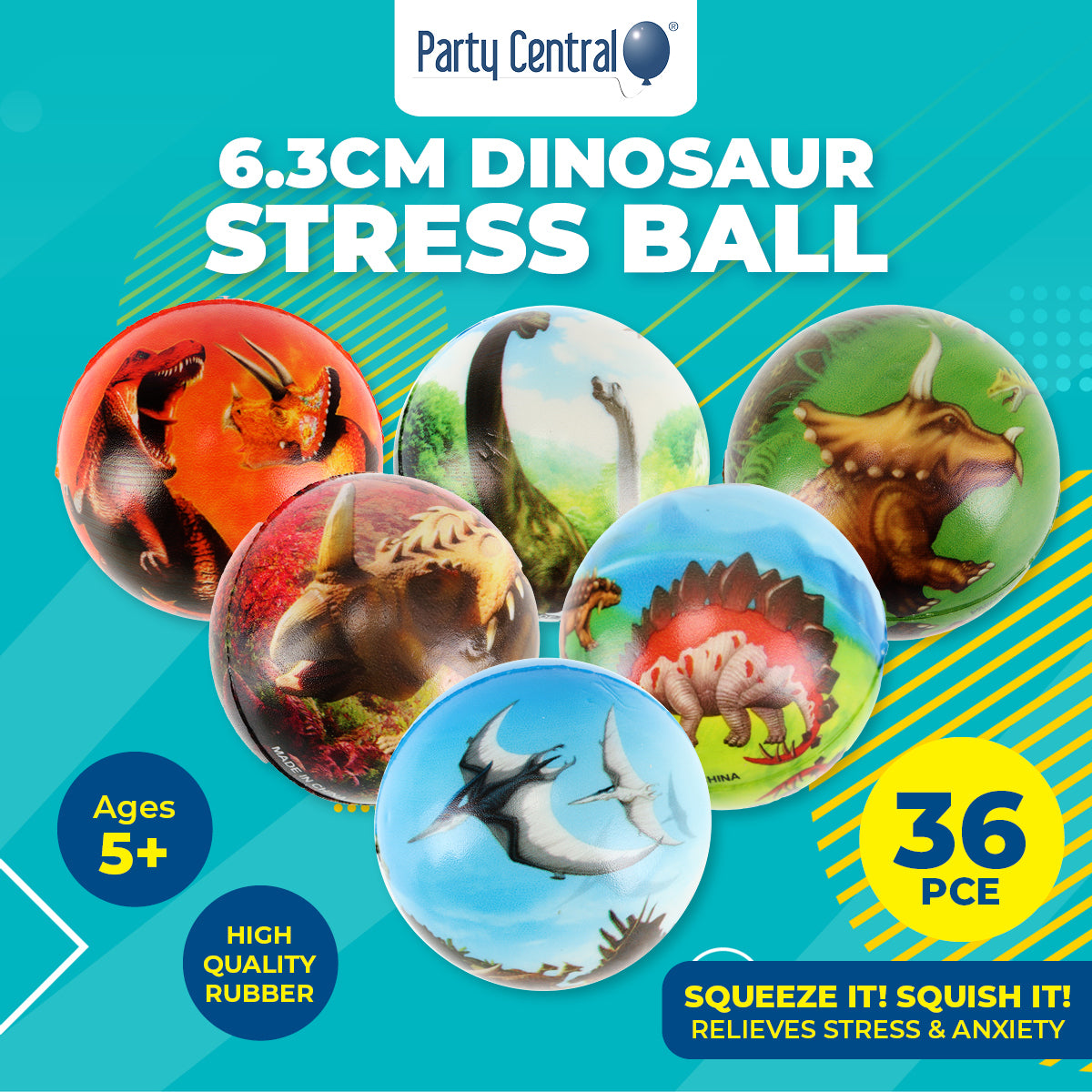 36PCE Dinosaur Stress Balls