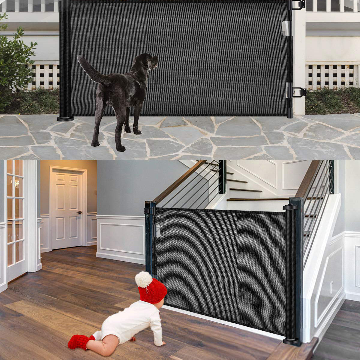 Retractable 1.5M Doorways Hallways Stairs Baby Gate