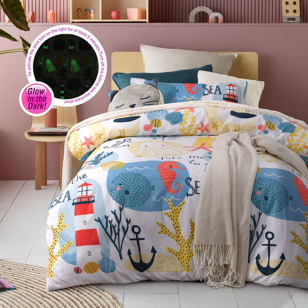 Happy Kids Seaside Glow in the Dark Quilt Cover Set Single