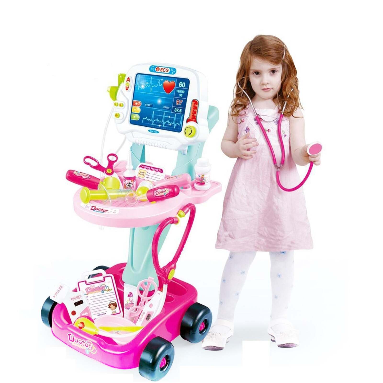 Kids Children's Doctors Medical Cart Toy